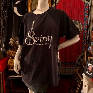 Vintage 90s Black Oversized SVIRAJ Balkan Jam Folk Music Tshirt Adult sz XL